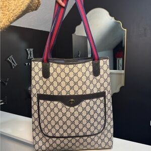 Gucci Beige and Black Monogram Tote